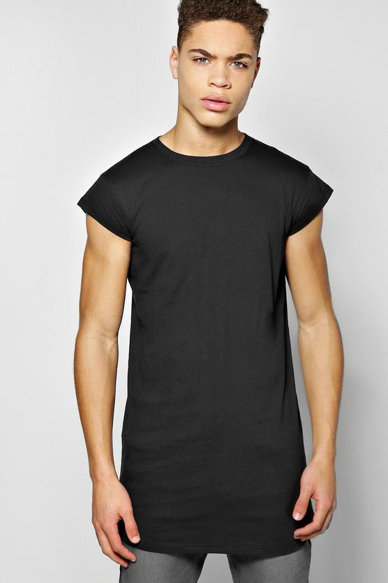 Longline Loose Fit Cap Sleeve T Shirt